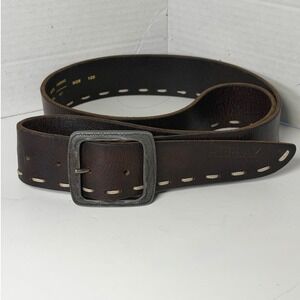 Replay Mens Dark Brown Leather Belt Size 105 Contrast Stitch AM2062 Italy